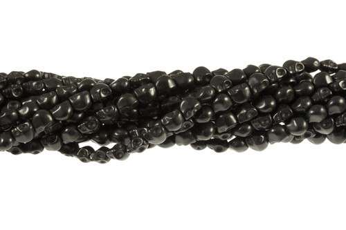 8x7mm Black Magnesite Skull Beads 15.5" [t179k]