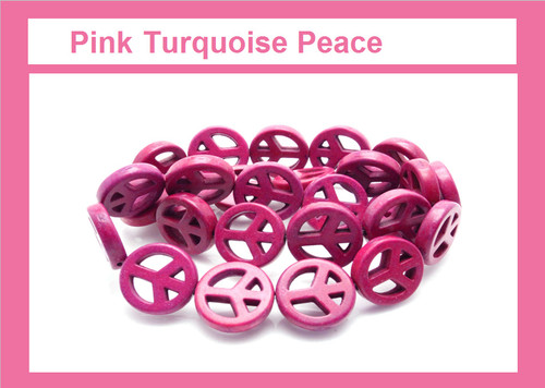 15mm Pink Magnesite Peace Beads 15.5" [t350f]