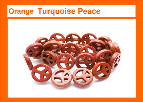 15mm Orange Magnesite Peace Beads 15.5" [t350h]