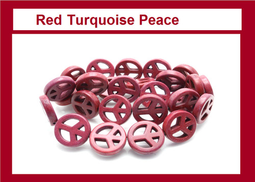 15mm Red Magnesite Peace Beads 15.5" [t350r]