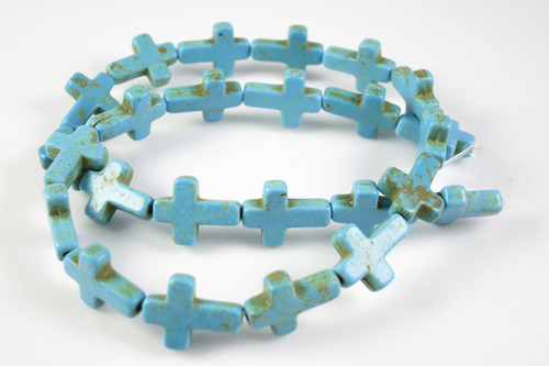 12x16mm Blue Magnesite cross Beads 15.5" [t355b]