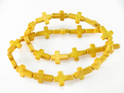 12x16mm Yellow Magnesite cross Beads 15.5" [t355y]