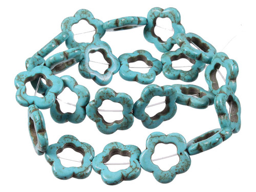 20mm Blue Magnesite Flower Donuts Beads 15.5" [t364b]