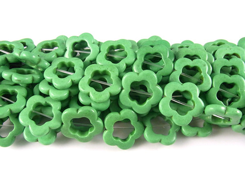 20mm Green Magnesite Flower Donuts Beads 15.5" [t364g]