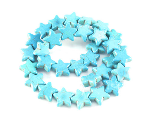16mm Blue Magnesite Star Beads 15.5" [t370b]