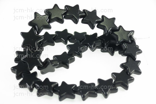 16mm Black Magnesite Star Beads 15.5" [t370k]