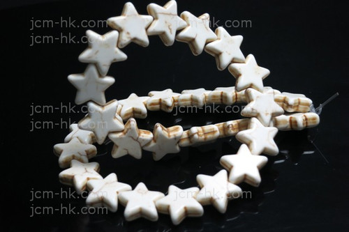 16mm White Magnesite Star Beads 15.5" [t370w]