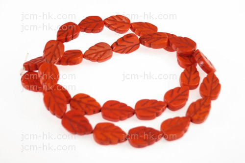 8x12mm Orange Magnesite Leaf Beads 15.5" [t372h]