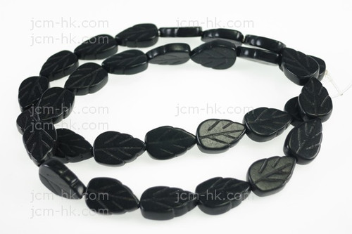 8x12mm Black Magnesite Leaf Beads 15.5" [t372k]