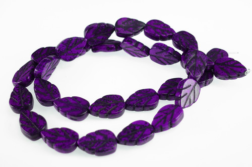 8x12mm Purple Magnesite Leaf Beads 15.5" [t372p]
