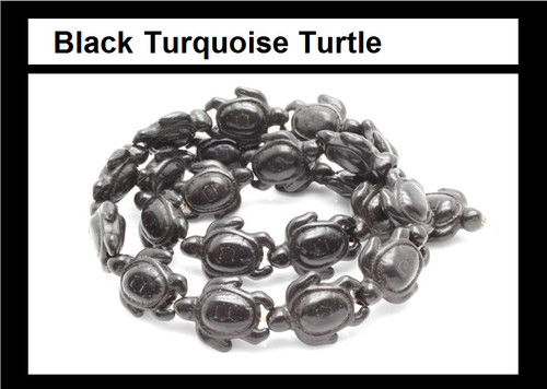 15x18mm Black Magnesite Turtle Beads 15.5" [t396k]