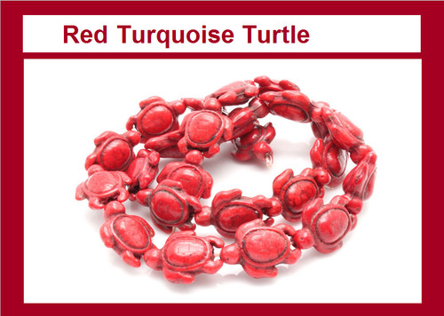 15x18mm Red Magnesite Turtle Beads 15.5" [t396r]