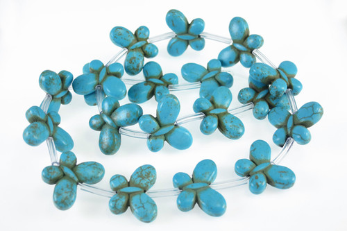 15x20mm Blue Magnesite Butterfly Beads 15.5" [t429b]
