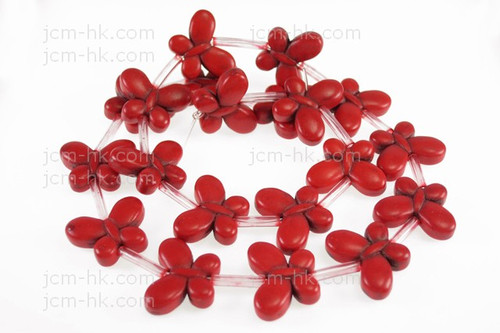 15x20mm Red Magnesite Butterfly Beads 15.5" [t429r]
