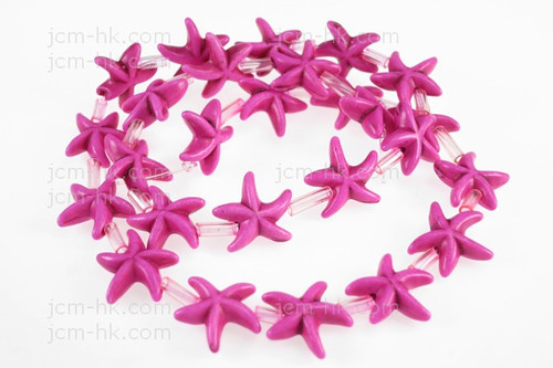 15mm Pink Magnesite Star Fish Beads 15.5" [t451f]