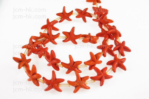 15mm Orange Magnesite Star Fish Beads 15.5" [t451h]