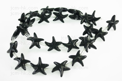 15mm Black Magnesite Star Fish Beads 15.5" [t451k]