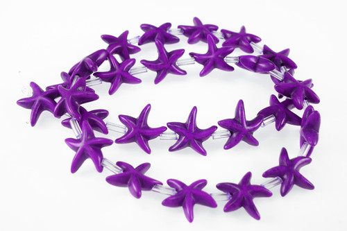 15mm Purple Magnesite Star Fish Beads 15.5" [t451p]