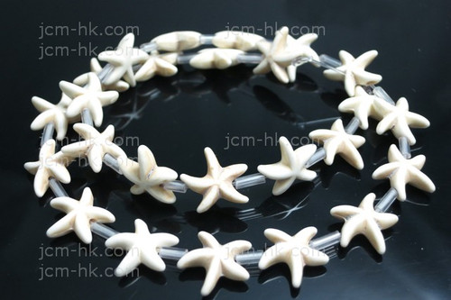 15mm White Magnesite Star Fish Beads 15.5" [t451w]