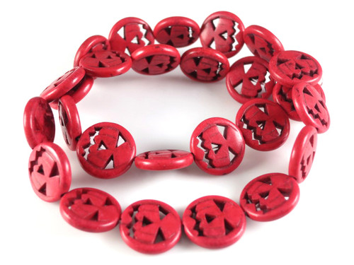 15mm Red Magnesite Halloween Pumpkin Beads 15.5" [t470r]