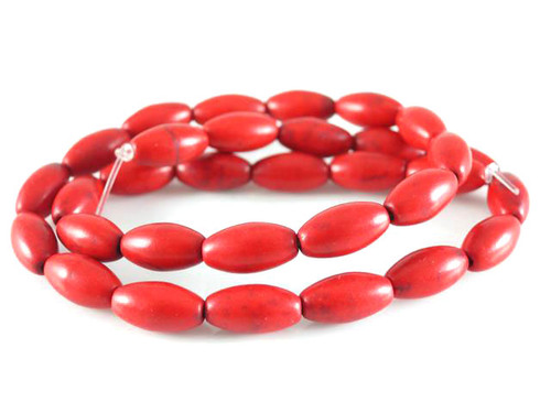 6x12mm Red Magnesite Rice Beads 15.5" [t522r]