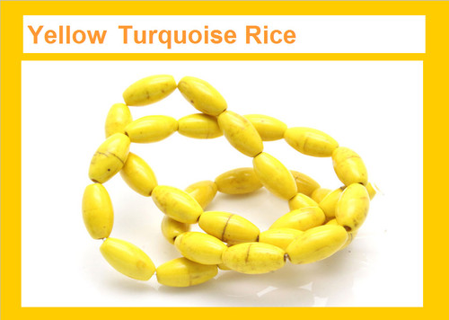 6x12mm Yellow Magnesite Rice Beads 15.5" [t522y]