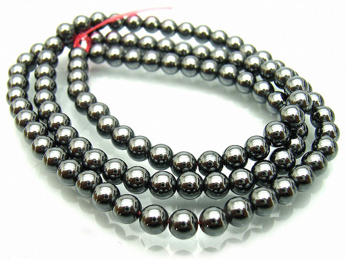 6mm Hematite Round Beads 15.5" synthetic [6a21]