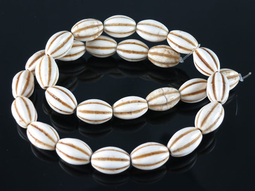 10x14mm White Magnesite Oval Rope Beads 15.5" [t512w]