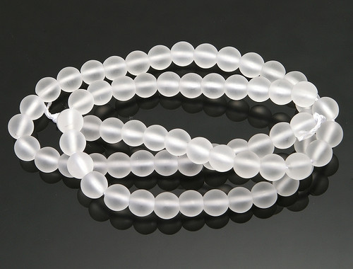 6mm Matte Crystal Round Beads 15.5" synthetic [6a5m]