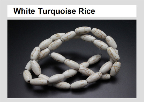8x12mm White Magnesite Rice Beads 15.5" [t523w]