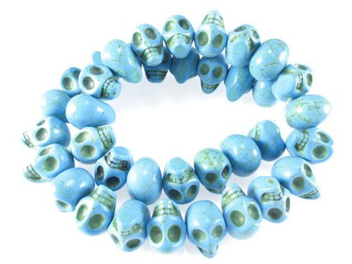 14x10mm Blue Magnesite Skull Beads 15.5" [t177b]