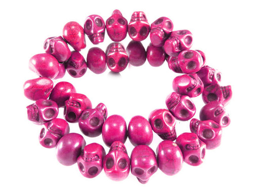 14x10mm Pink Magnesite Skull Beads 15.5" [t177f]