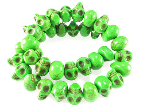 14x10mm Green Magnesite Skull Beads 15.5" [t177g]