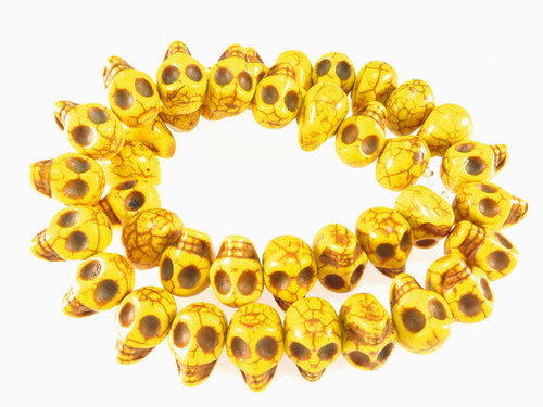 14x10mm Yellow Magnesite Skull Beads 15.5" [t177y]