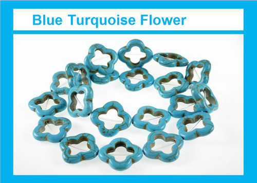 20x20mm Blue Magnesite Star Flower Beads 15.5" [t351b]