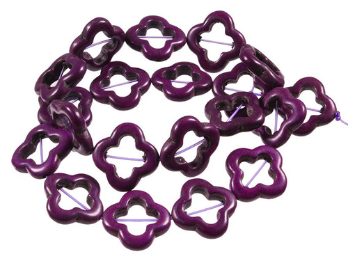 20x20mm Purple Magnesite Star Flower Beads 15.5" [t351p]