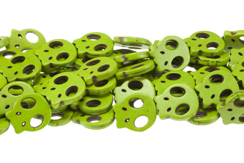 20x22mm Green Magnesite Skull Beads 15.5" [t353g]