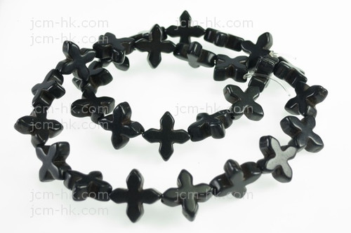 15x15mm Black Magnesite Snowflake Beads 15.5" [t356k]