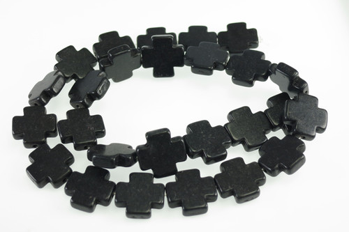 15x15mm Black Magnesite Torques Plus Beads 15.5" [t357k]