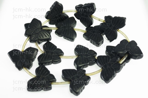 20x24mm Black Magnesite Butterfly Beads 15.5" 15 Beads [t358k]