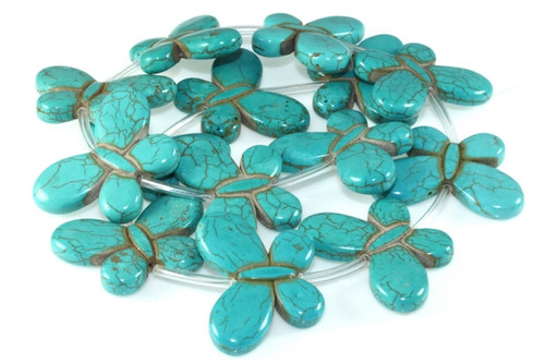 25x35mm Blue Magnesite Butterfly Beads 15.5" [t363b]