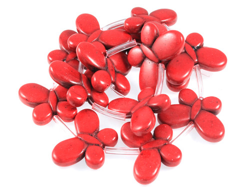 25x35mm Red Magnesite Butterfly Beads 15.5" [t363r]