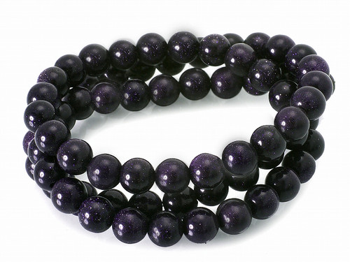 6mm Blue Goldstone Round Beads 15.5" synthetic [6d25]