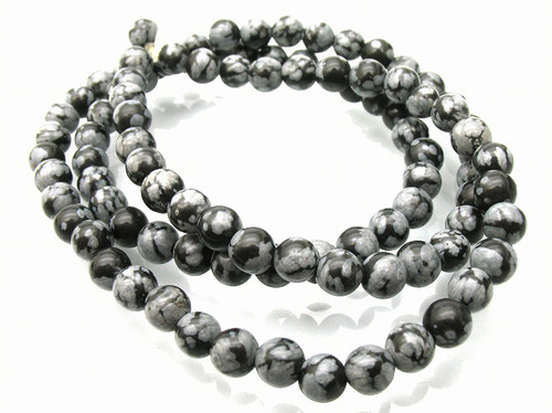 6mm Snowflake Obsidian Round Beads 15.5" natural [6b25]