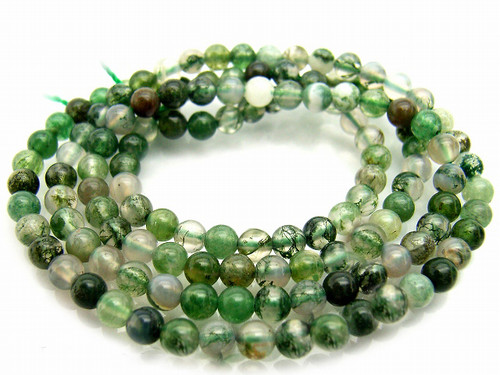 6mm Moss Agate Round Beads 15.5" natural [6d3]