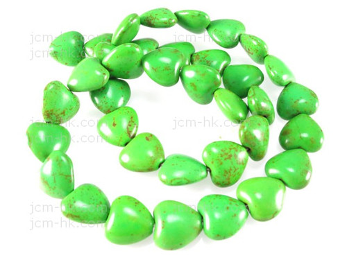 14mm Green Magnesite Heart Beads 15.5" [t399g]