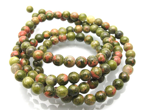 6mm Unakite Round Beads 15.5" natural [6b21]