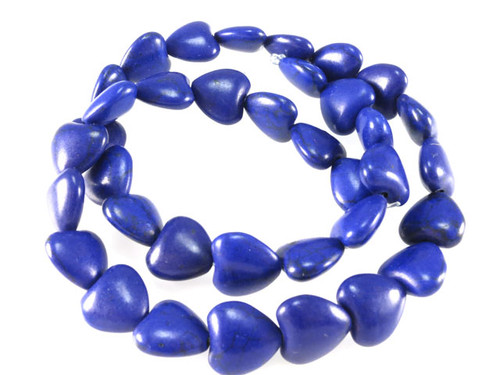 14mm Lapis Magnesite Puff Heart Beads 15.5" [t399l]