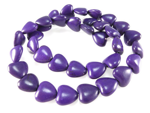 14mm Purple Magnesite Heart Beads 15.5" [t399p]