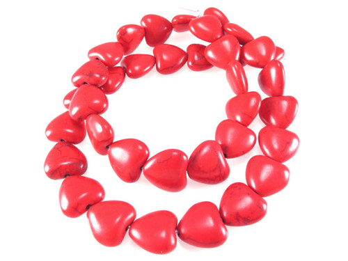 14mm Red Magnesite Heart Beads 15.5" [t399r]